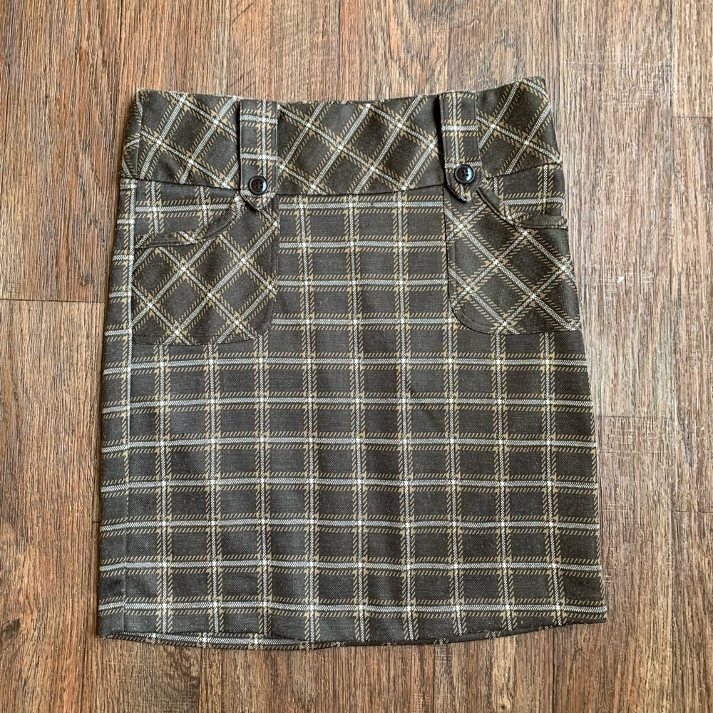 Vintage 90s Y2K Plaid Brown Grunge Skirt with pockets Charlotte Russe size L